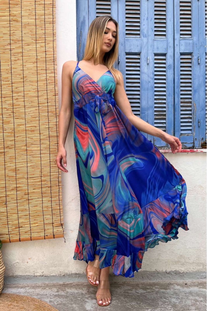 Φόρεμα μάξι εμπριμέ tie dye με τιράντες τύπος 5