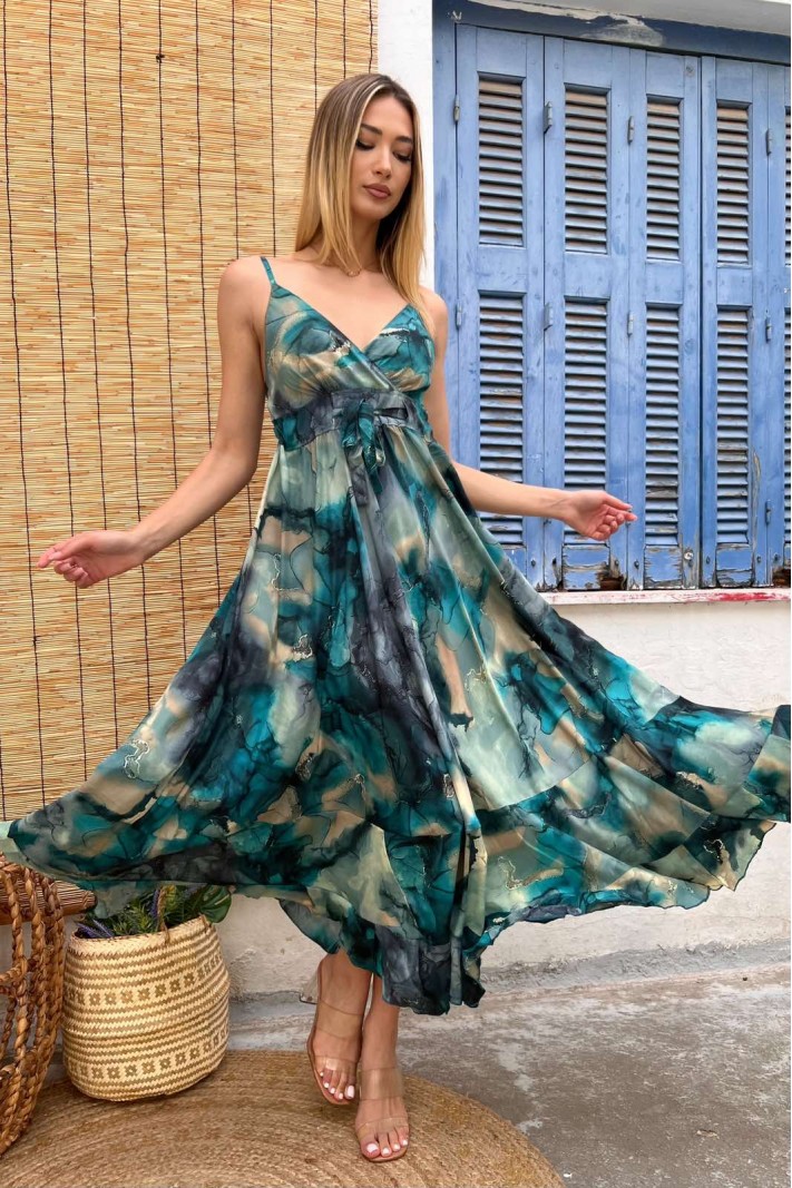 Φόρεμα μάξι εμπριμέ tie dye με τιράντες τύπος 3