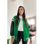 Oversized college jacket mix and match with prints green Limited Edition