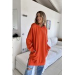 Oversized μπλούζα/φόρεμα φούτερ με κουκούλα και τσέπες πορτοκαλί